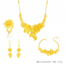 足金富貴花開蝴蝶結花卉套裝